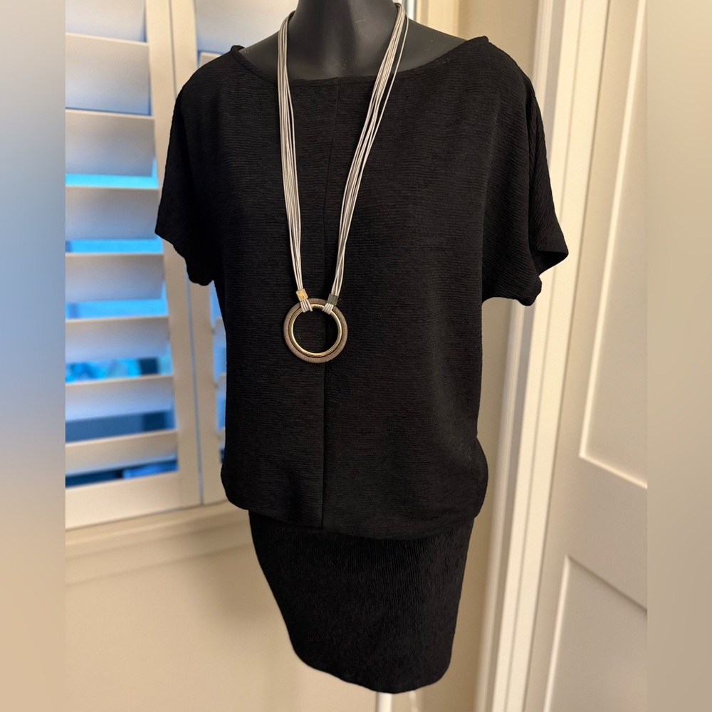 🖤 Halston Heritage Black Textured 80s Style Mini Dress Size XS